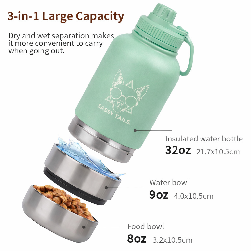 MINTY WIGGLE 3 IN 1 PET TRAVEL BOTTLE