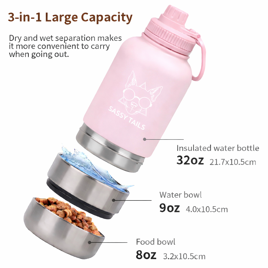 PINKY REBEL 3 IN 1 PET TRAVEL      BOTTLE