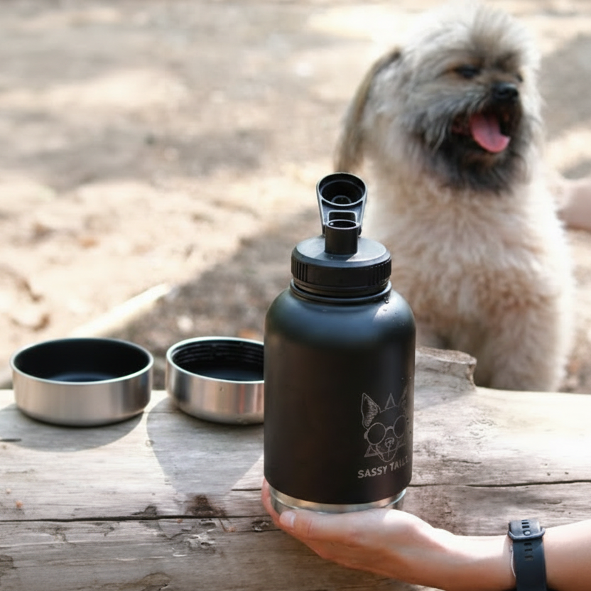 MIDNIGHT BLACK 3 IN 1 PET TRAVEL BOTTLE