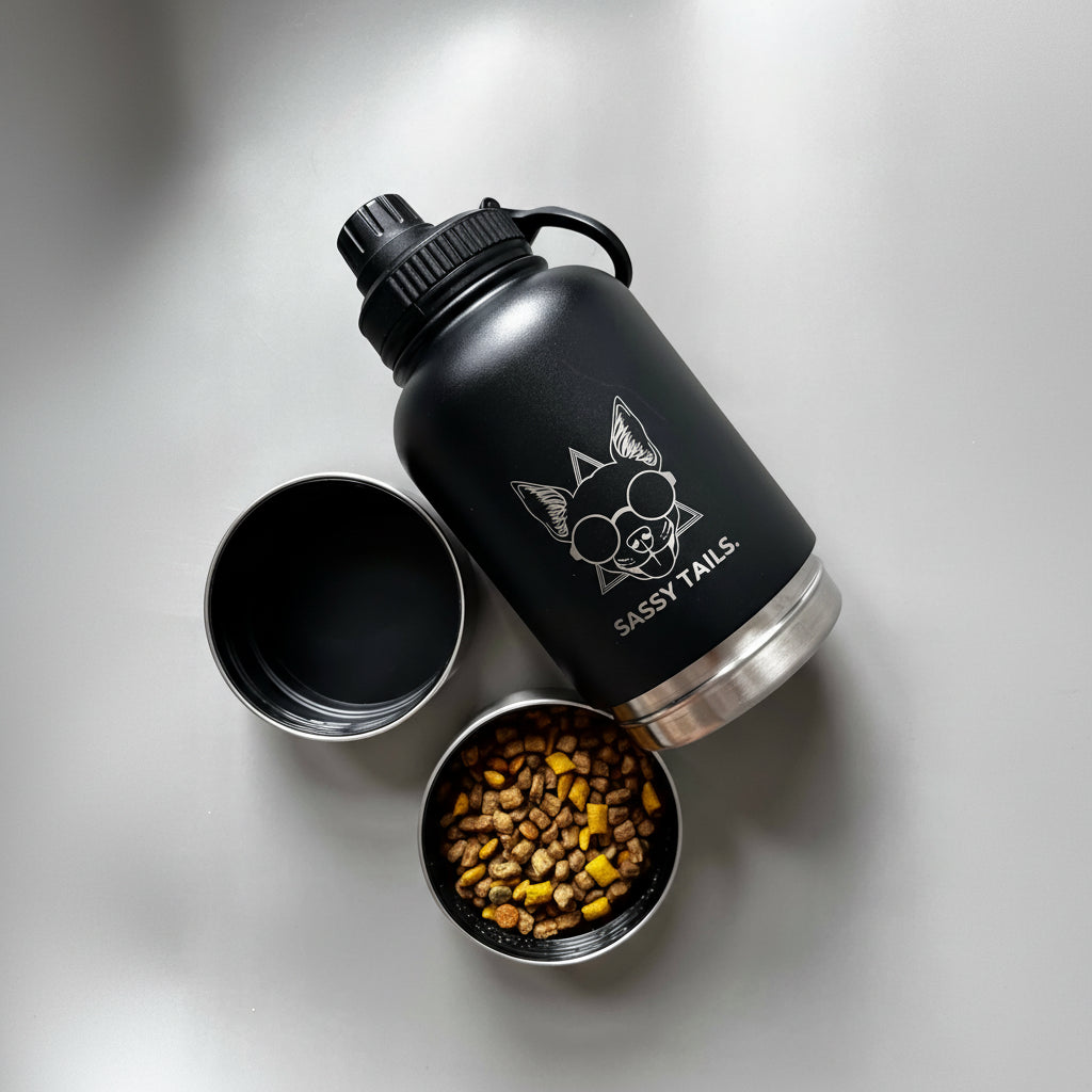 MIDNIGHT BLACK 3 IN 1 PET TRAVEL BOTTLE