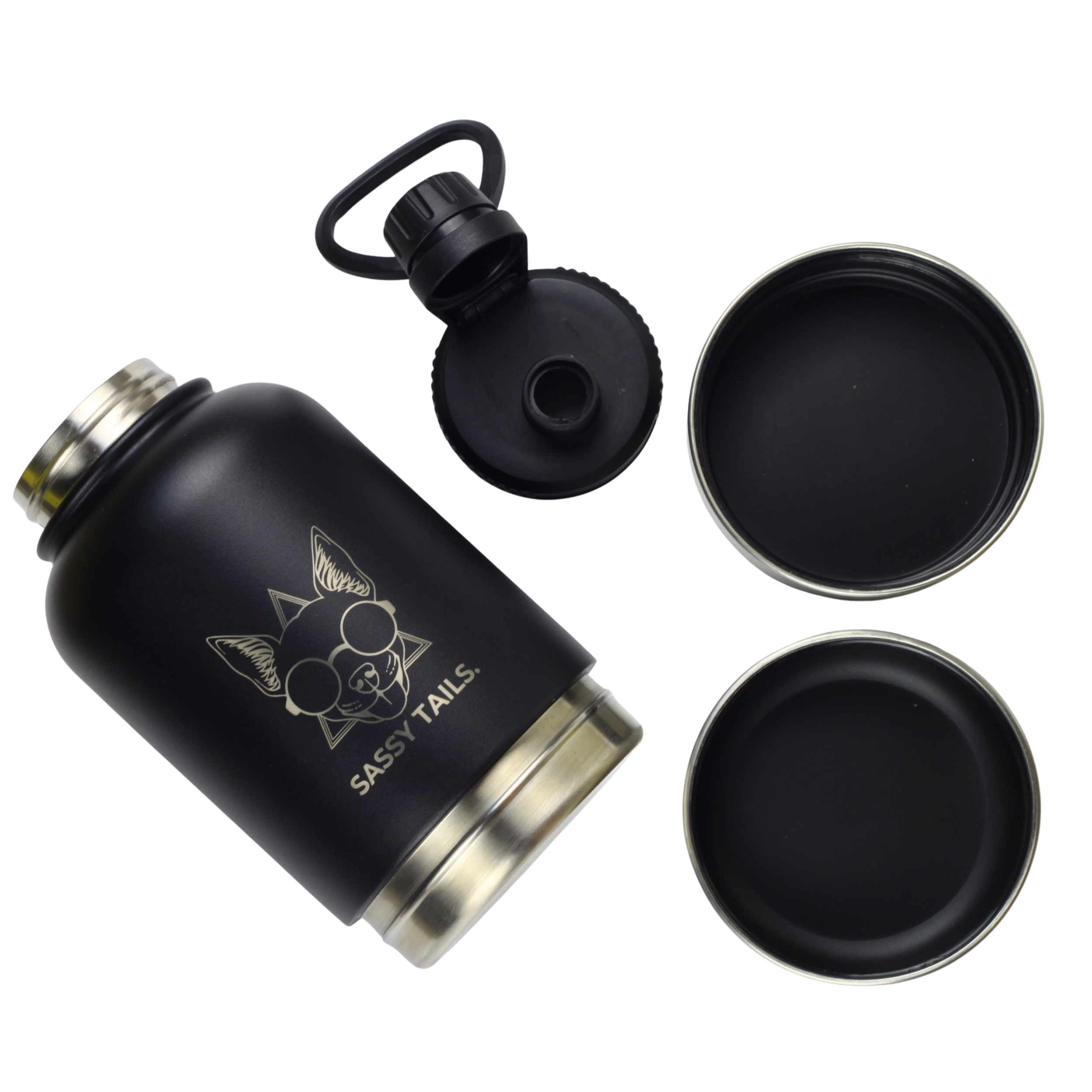 MIDNIGHT BLACK 3 IN 1 PET TRAVEL BOTTLE